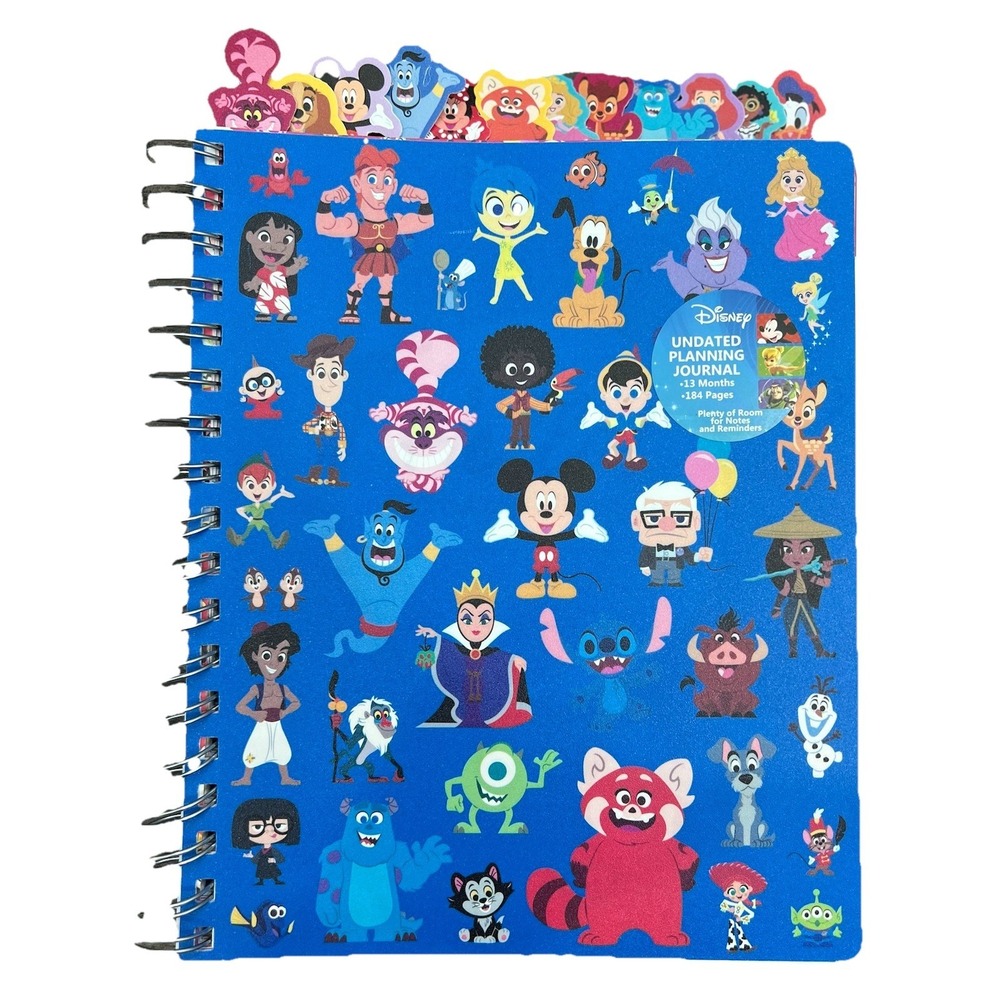 Disney Undated Planner Journal 13 Month Spiral Notebook 184 Pages Mickey Pixar